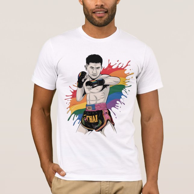 Muay Thai Pride T-Shirt | Luz Arco-Íris LGBTQ (Frente)