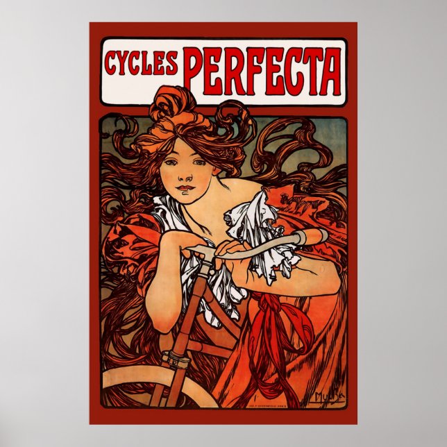 Mucha Art Nouveau Ciclo Poster (Frente)