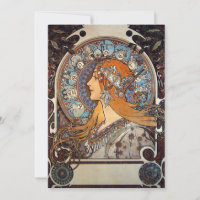 Mucha Art Nouveau Mulher Vintage Cartão Zodíaco Fr