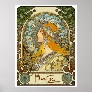 Mucha Art Nouveau Poster - Zodiac - La Plume