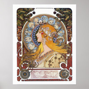 Mucha Art Nouveau Poster - Zodiac - La Plume