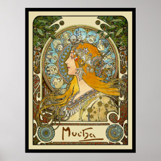 Mucha Art Nouveau Poster - Zodiac - La Plume