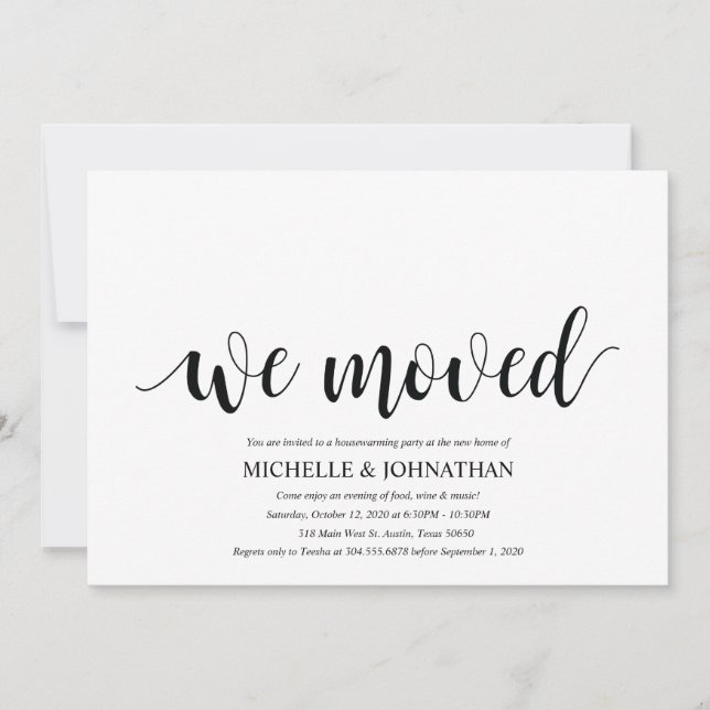 Mudamos cartões de convite de festas para uso domé (Frente)