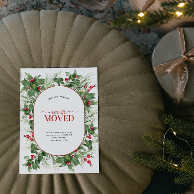Mudámos o anúncio em movimento da Moderna Holly Be (Sending your family and friends a festive 'We've Moved!' Christmas card!
)