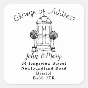 Mudança da porta frontal do autocolante de endereç