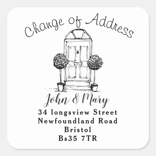 Mudança da porta frontal do autocolante de endereç (Frente)