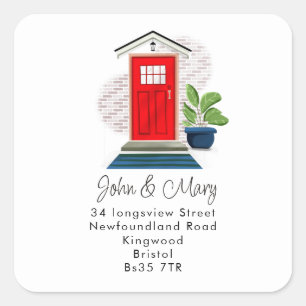 Mudança da porta frontal vermelha do autocolante d