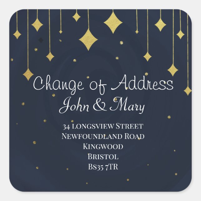 Mudança de dourado de natal do adesivo de endereço (Frente)