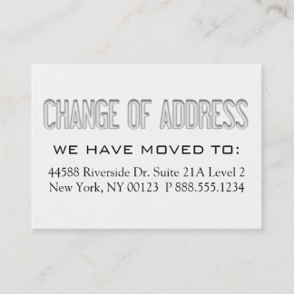 "Mudança de etiqueta da notificação de endereço"