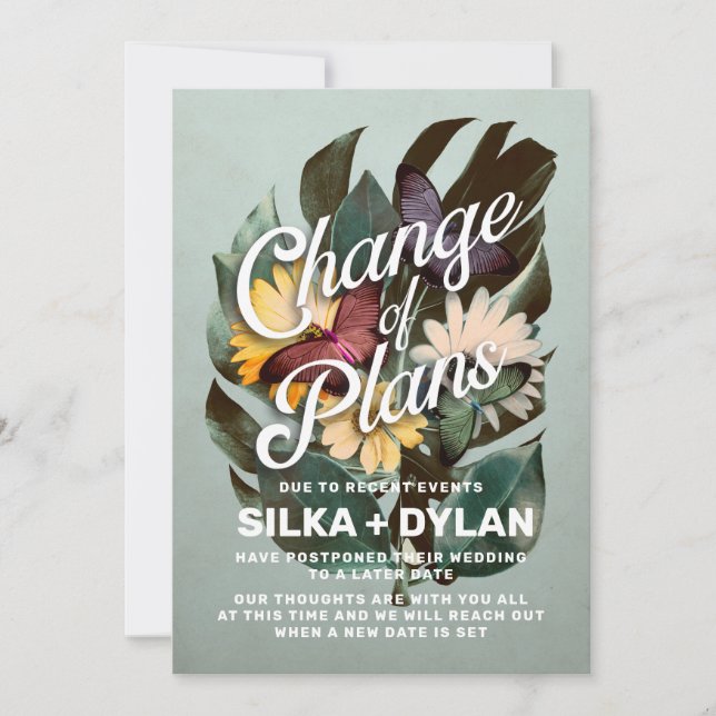 Mudança de Planos Anúncio de Casamento Reagendado (Frente)