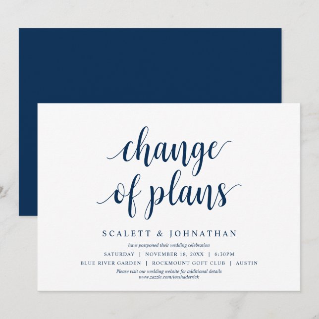 Mudança de planos, cartão de mudança de data de ca (Frente/Verso)