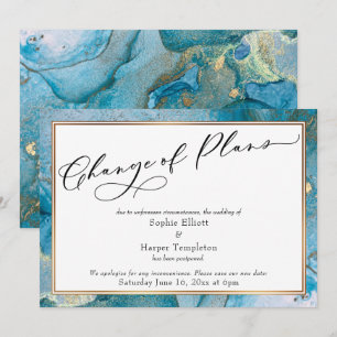 Mudança de Planos Teal Gold Cartão de Casamento Ad