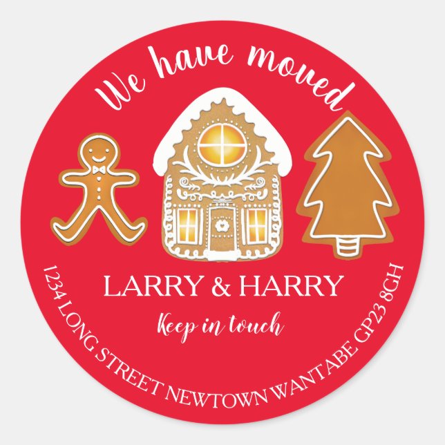 Mudança do adesivo de endereço gingerpão de natal (Frente)