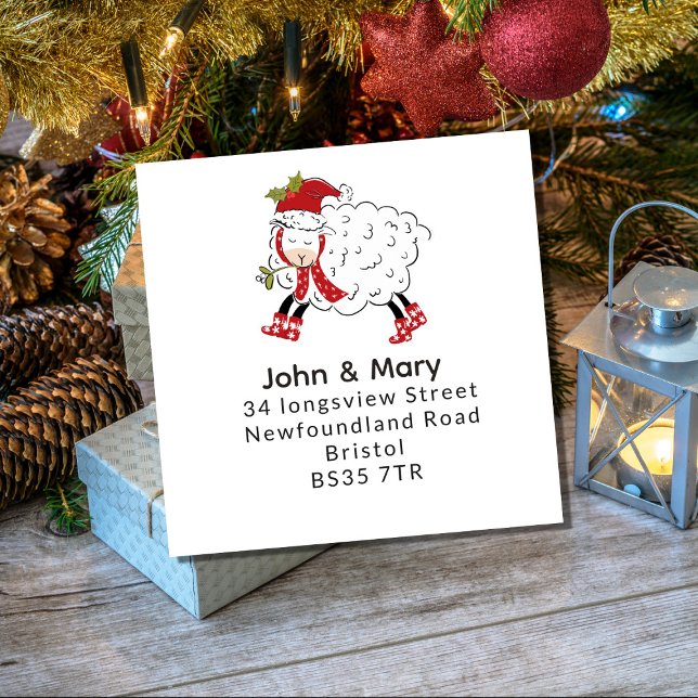 Mudança do adesivo de endereço | Ovelhas de Natal/ (Criador carregado)