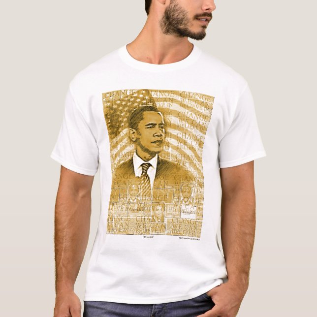 "Mude" o t-shirt do ouro de Barack Obama (Frente)
