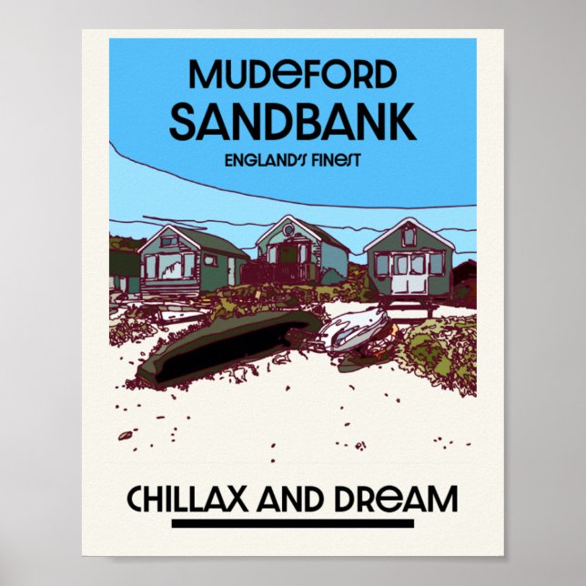 Mudeford Sandbank English Beach Art Poster (Frente)