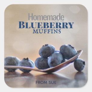 Muffins de Blueberry casados com adesivos de amor