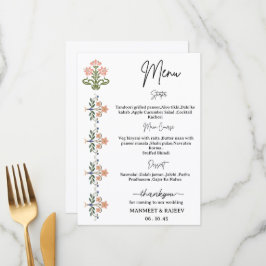Mughal Natural Motif Indian Wedding Menu 