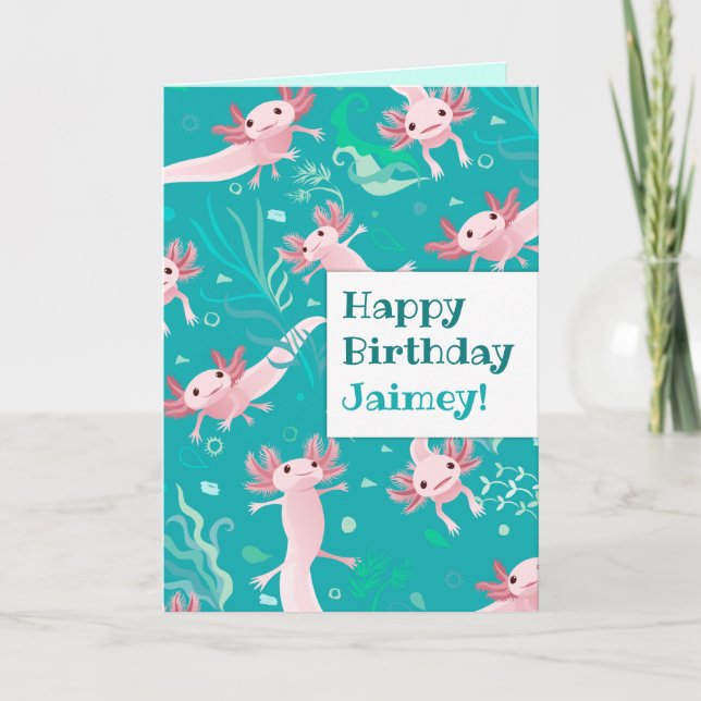 Muitos Axolotes Rosa - Cartão de Boas-Vindas Perso (Frente)