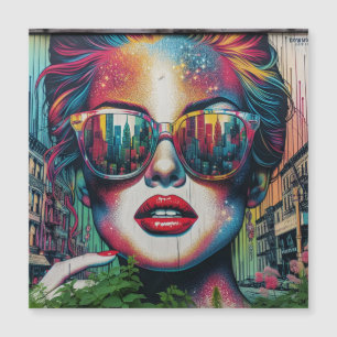 Mulher Abstrata de Óculos de Sol Arte Ai Em Branco