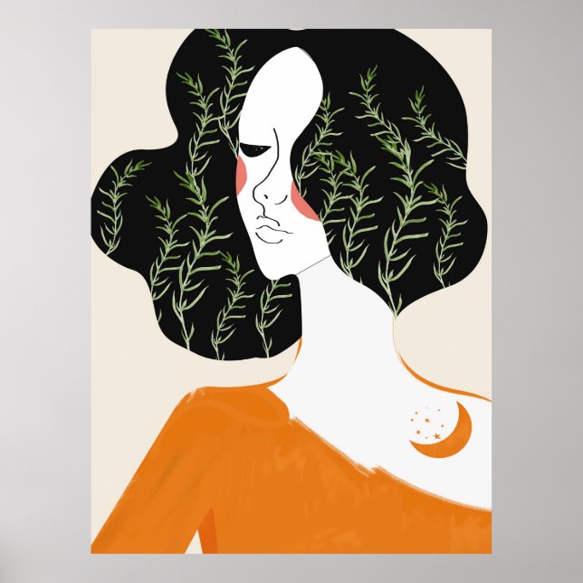 Mulher Abstrato minimamente Impressão de Arte de M (Frente)