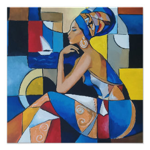 Mulher Africana junto ao Mar Foto de Cubismo Abstr