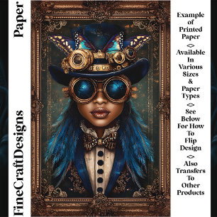 Mulher Africana Steampunk Papel para Álbum de Reco