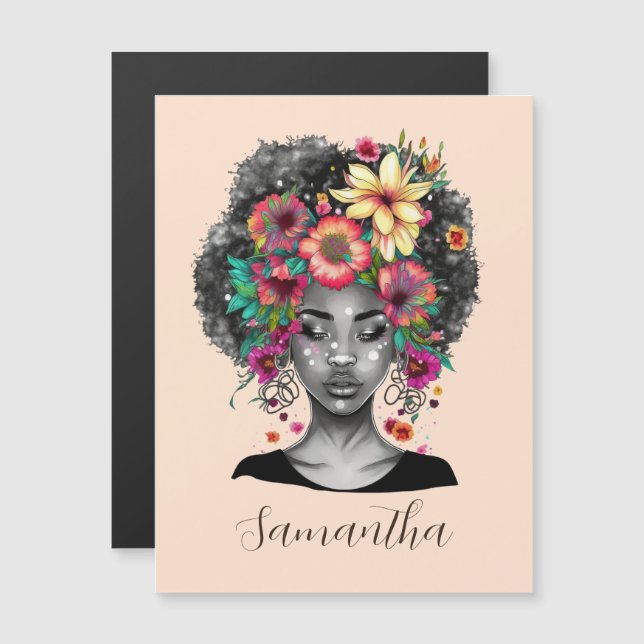 Mulher Afro Elegante Floral (Frente/Verso)