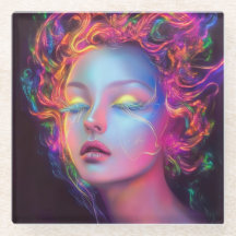 Mulher alienígena com cabelo cósmico