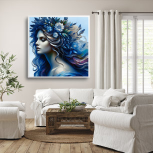 Mulher Azul Linda Poster de Arte Tendencial