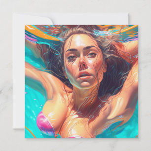 Mulher Bonita Debaixo da Água Arte de IA