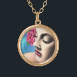 Mulher bonito com Colar Rosa vermelha<br><div class="desc">Colares com mulher Bonito com Rosa vermelha - Pintura - Escolha / Adicionar seu texto / nome / cor exclusivo - Faça seu presente especial - Redimensionar e mover ou remover e adicionar elementos / texto com ferramenta de personalização! Pintura e Design por MIGNED. Por favor, veja meus outros projetos/pinturas....</div>