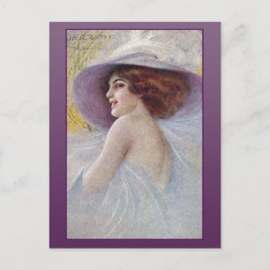 Mulher bonito em Cartões de Chapéu e Cartões-posta