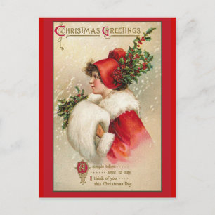 Mulher bonito em Cartões de natal vitorianos escar