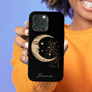 Mulher celestial lua e estrelas,boho,ouro elegante