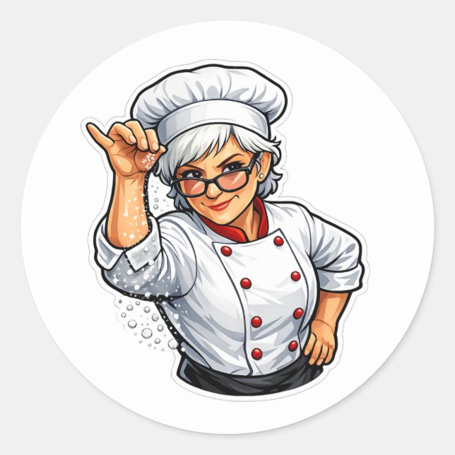 mulher chef divertida adesivo de cozinha salt bae (Frente)