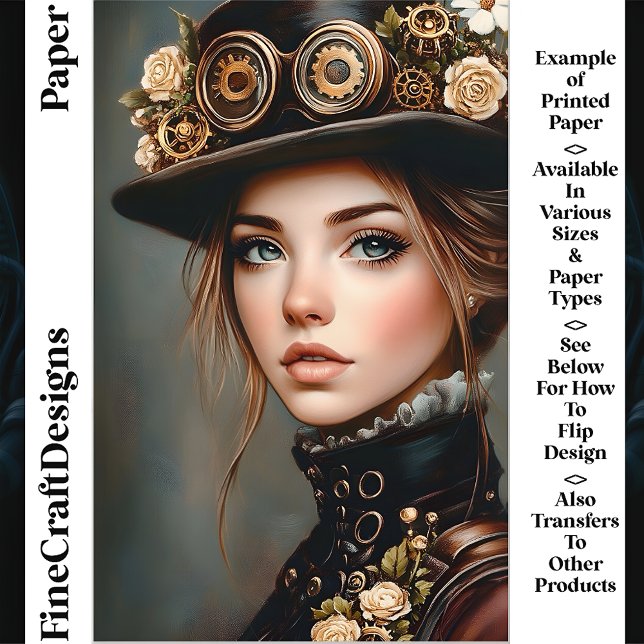 Mulher Chic Steampunk Retrato CJ4 Papel Scrapbook (Criador carregado)