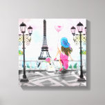 Mulher com Ballon Paris Canvas Imprimir Torre Eiff<br><div class="desc">Senhora bonito com balão de coração cor-de-rosa - Adoro Paris - Desenho romântico - Escolha / Adicione seu texto / Fonte / Cor exclusivo - Faça seu presente especial - Redimensionar e mover ou remover e adicionar elementos - Imagem / texto com ferramenta de personalização! - Desenho e Design por...</div>