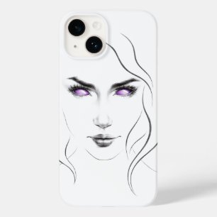 Mulher com estranhos olhos roxos Mínima Arte de Li