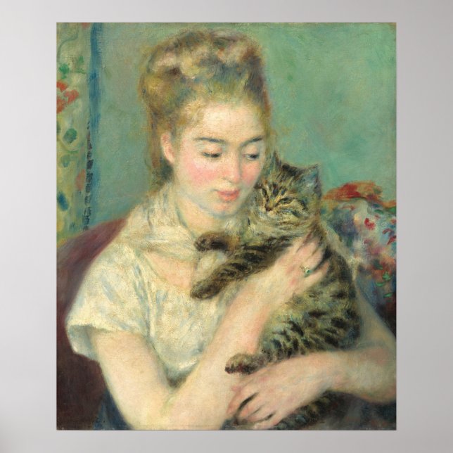 Mulher com gato - Auguste Renoir Fine Art Poster (Frente)