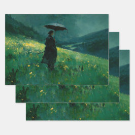 Mulher com Guarda-Chuva em Prado Verde