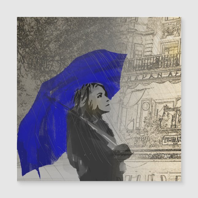 Mulher com guarda-chuva na chuva (Frente)
