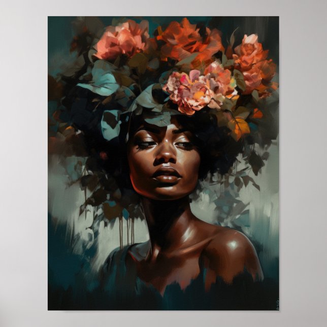 Mulher com Impressão de Arte de Cabeça Flor (Frente)