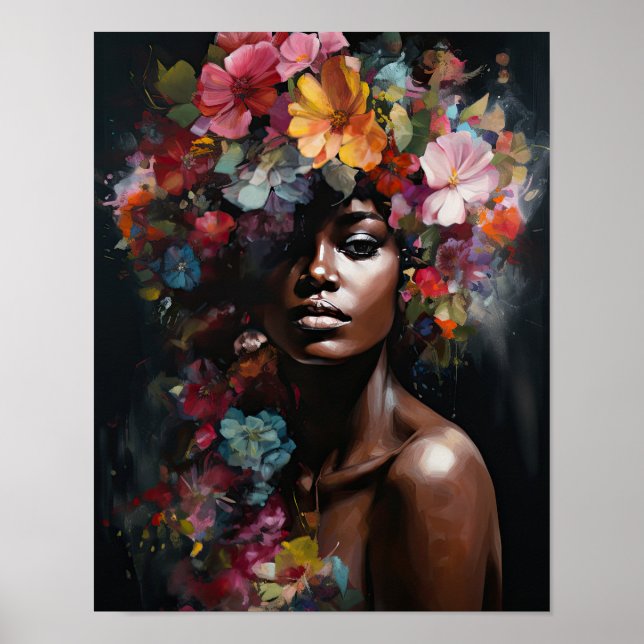 Mulher com Impressão de Arte de Cabeça Flor (Frente)