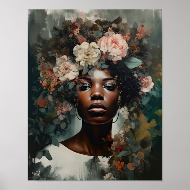 Mulher com Impressão de Arte de Cabeça Flor (Frente)