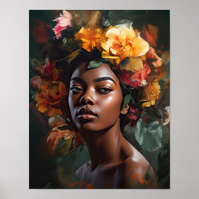 Mulher com Impressão de Arte de Cabeça Flor (Frente)