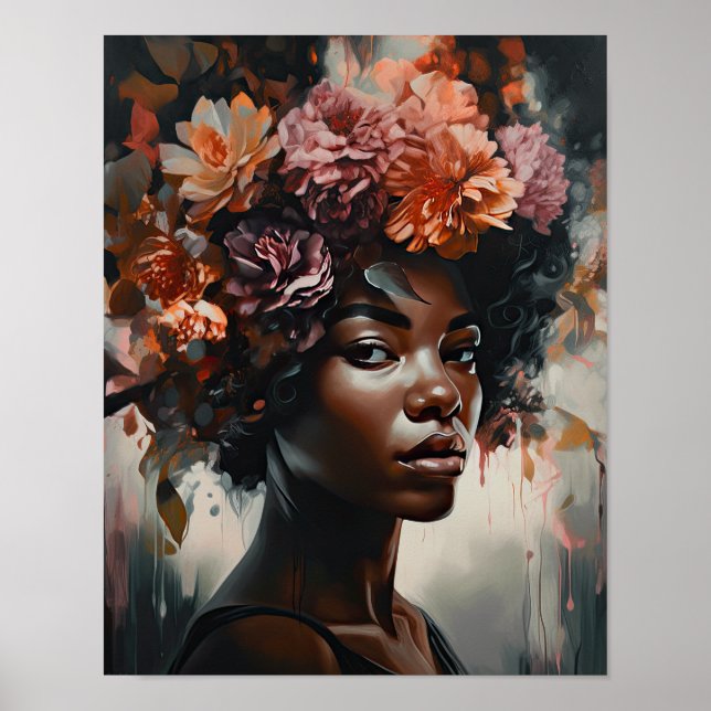 Mulher com Impressão de Arte de Cabeça Flor (Frente)