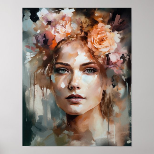 Mulher com Impressão de Arte de Cabeça Flor (Frente)