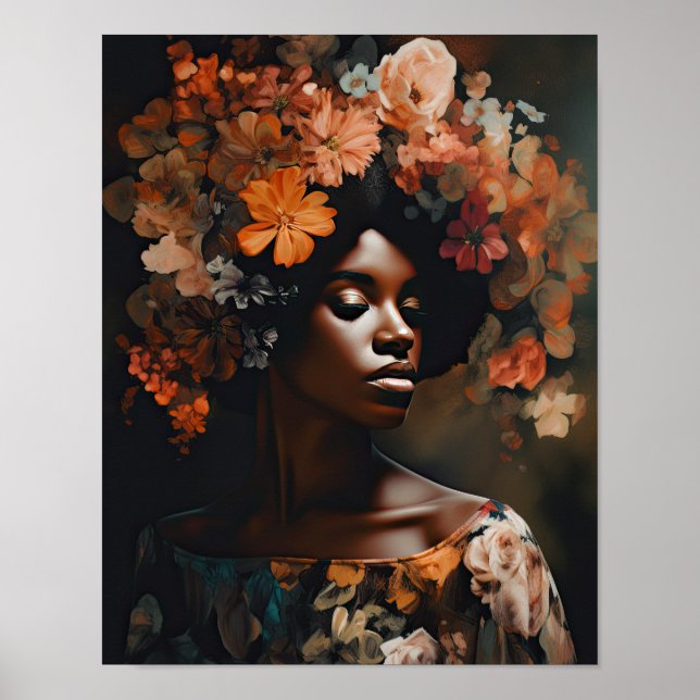 Mulher com Impressão de Arte de Cabeça Flor (Frente)