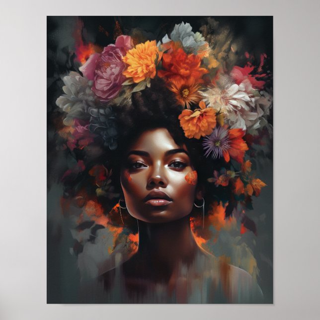 Mulher com Impressão de Arte de Cabeça Flor (Frente)